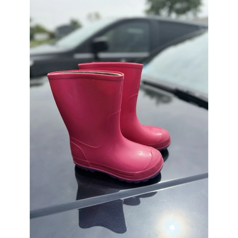 Kids Pink Rain Boots – Made in Canada – Size 7-8 Toddler Waterproof Rubber Boots